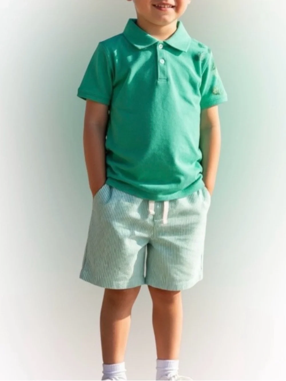 Toddler Boy Green Polo Shirt and Pants Set